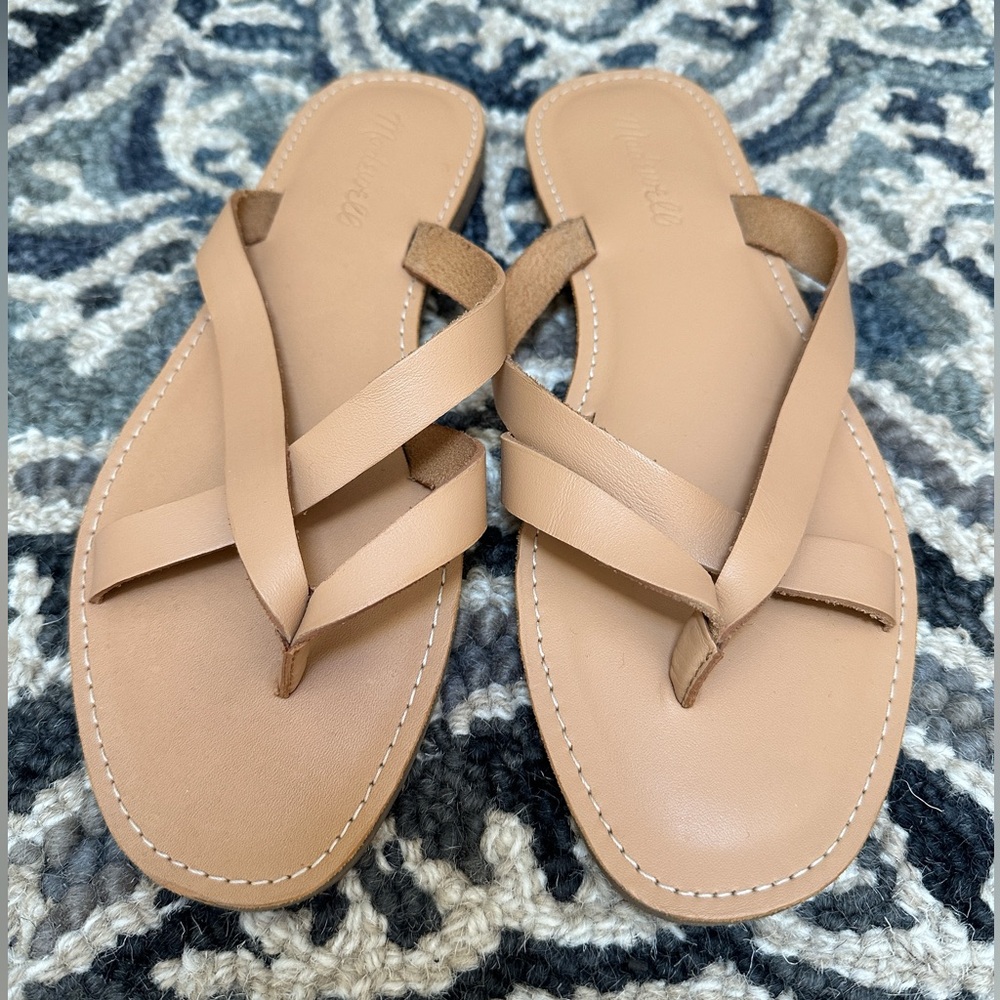 Madewell The Boardwalk Thong Sandal in Leather, Size 8.5